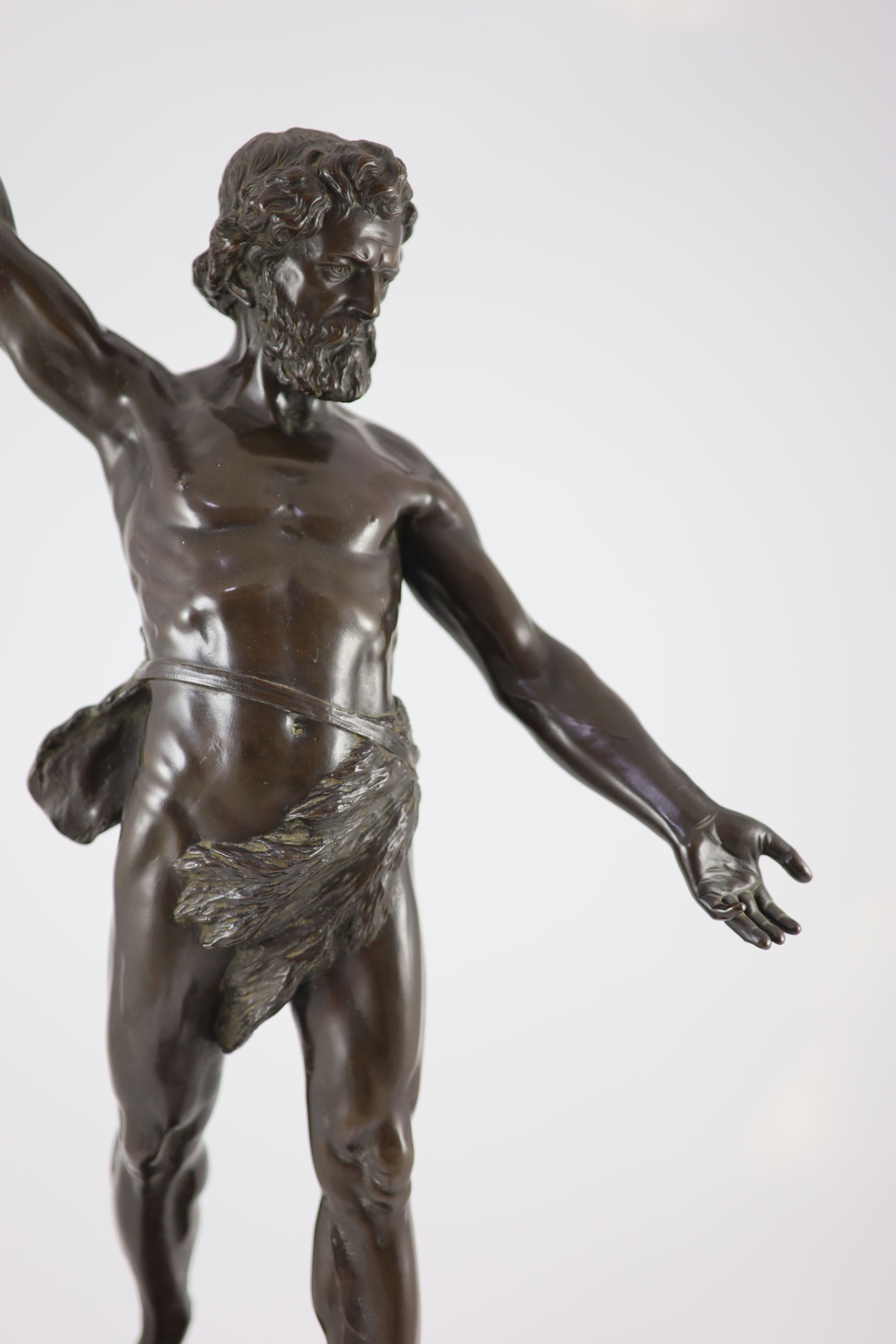 Gotthilf Jaeger (German, 1871-1933), a bronze figure of Zeus mounted as a lamp H 75cm.